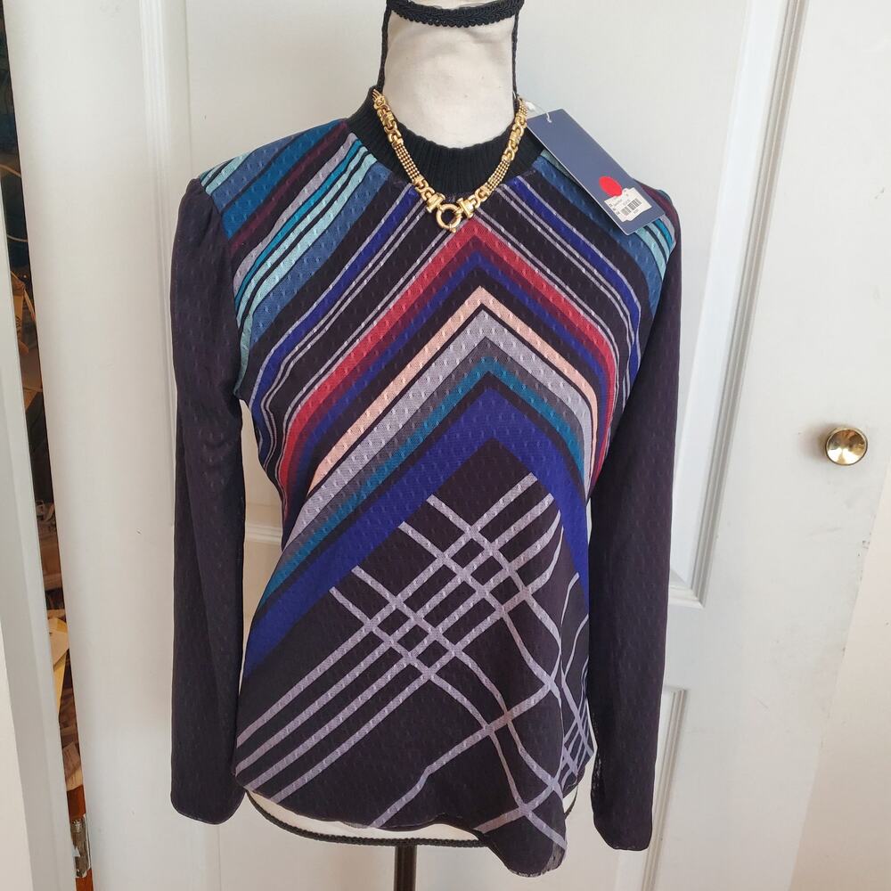 Malou Femmes geometric zipper top sz 36 NWT (US S/4-6)